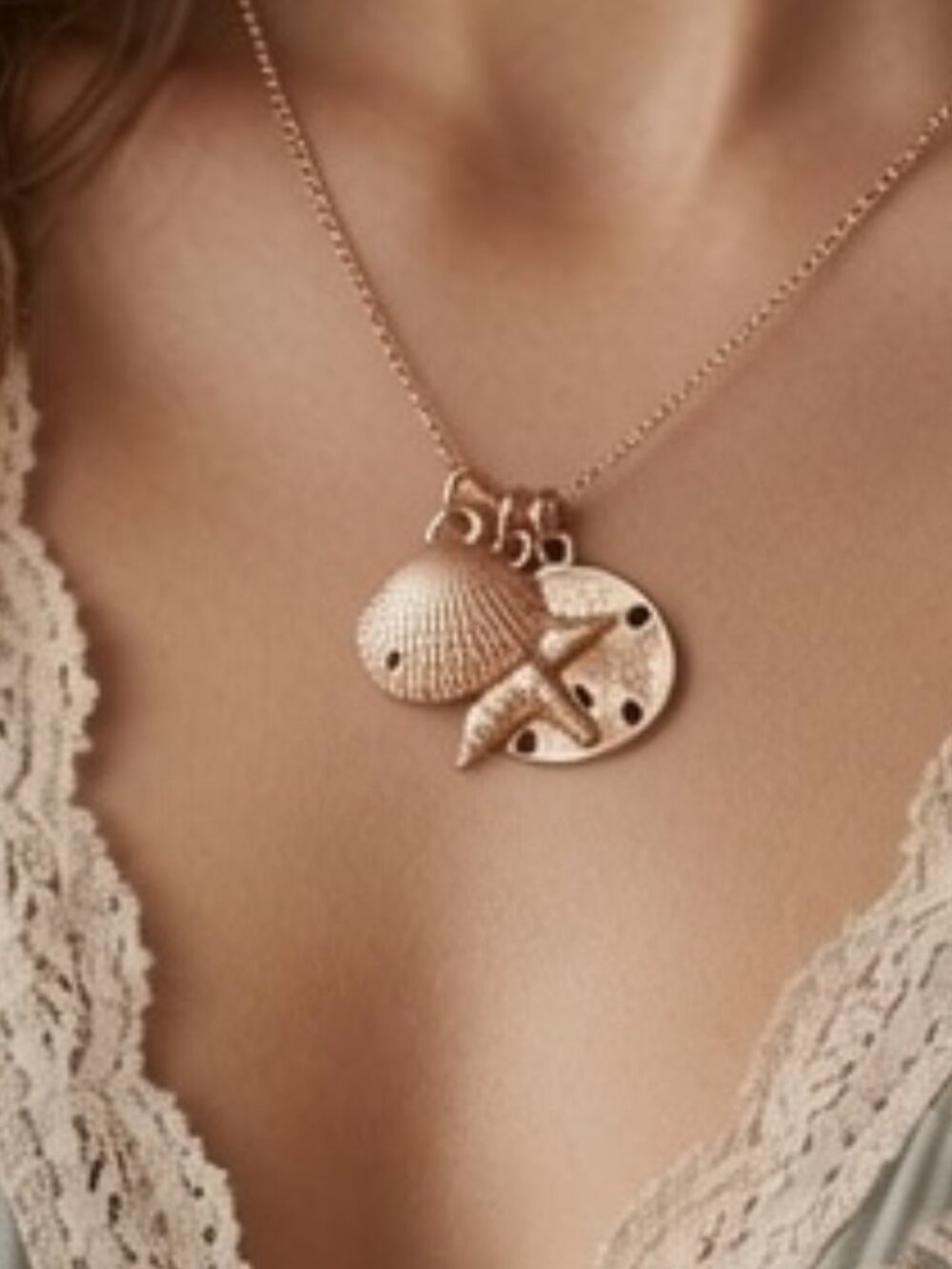 DYADEMA seashell multi Charm sterling silver necklace, Made in Italy.